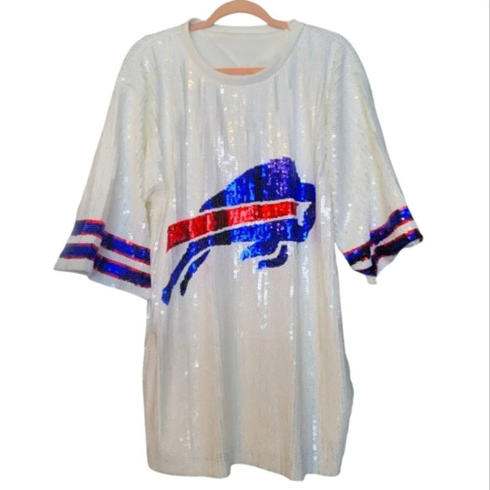 BUFFALO BILLS SPARKLY SEQUIN JERSEY SHIRT DRESS